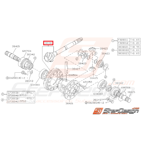 Couple Conique Avant pour Différentiel Origine Subaru GT 1993 - 1996