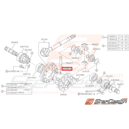 Goupille d'axe de différentiel pour Subaru impreza GT 93-00 et WRX 2001-2007