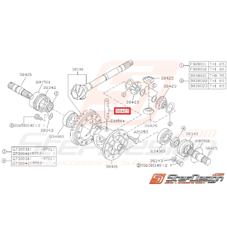 Axe de différentiel pour Subaru Impreza GT 93-00 WRX 2001-2007