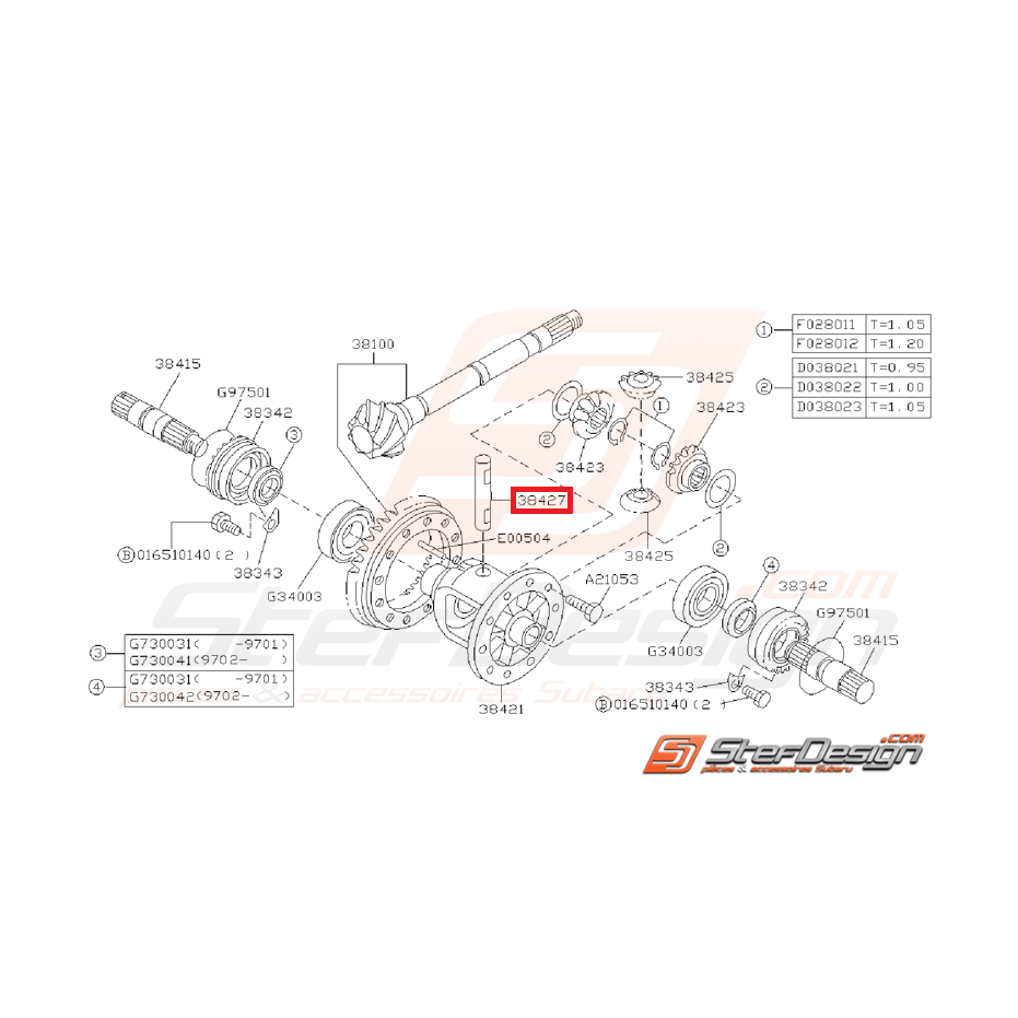 Axe de différentiel pour Subaru Impreza GT 93-00 WRX 2001-2007