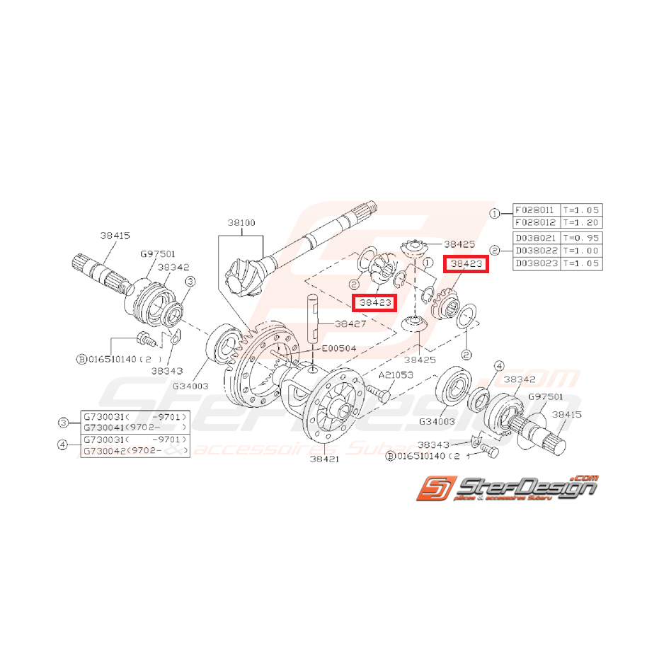 Pignon Satellite de Différentiel Origine Subaru GT 1993 - 1996