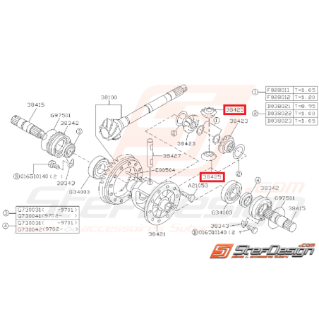 Pignon Différentiel Origine Subaru GT 1993 - 1996