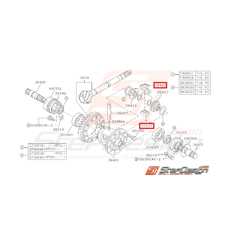 Pignon Différentiel Origine Subaru GT 1993 - 1996