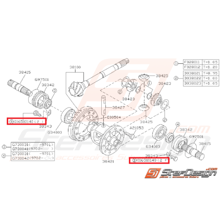 Vis pour ensemble de différentiel Origine Subaru GT 1993 - 1996