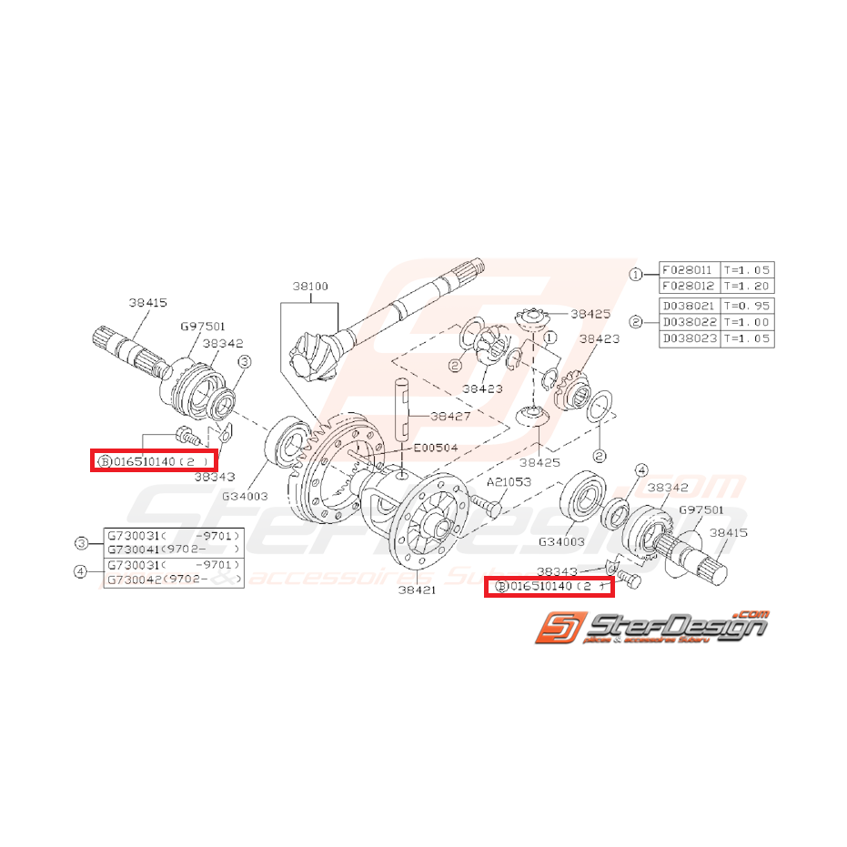 Vis pour ensemble de différentiel Origine Subaru GT 1993 - 1996