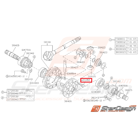 Vis Carter de Différentiel Origine Subaru GT 1993 - 1996