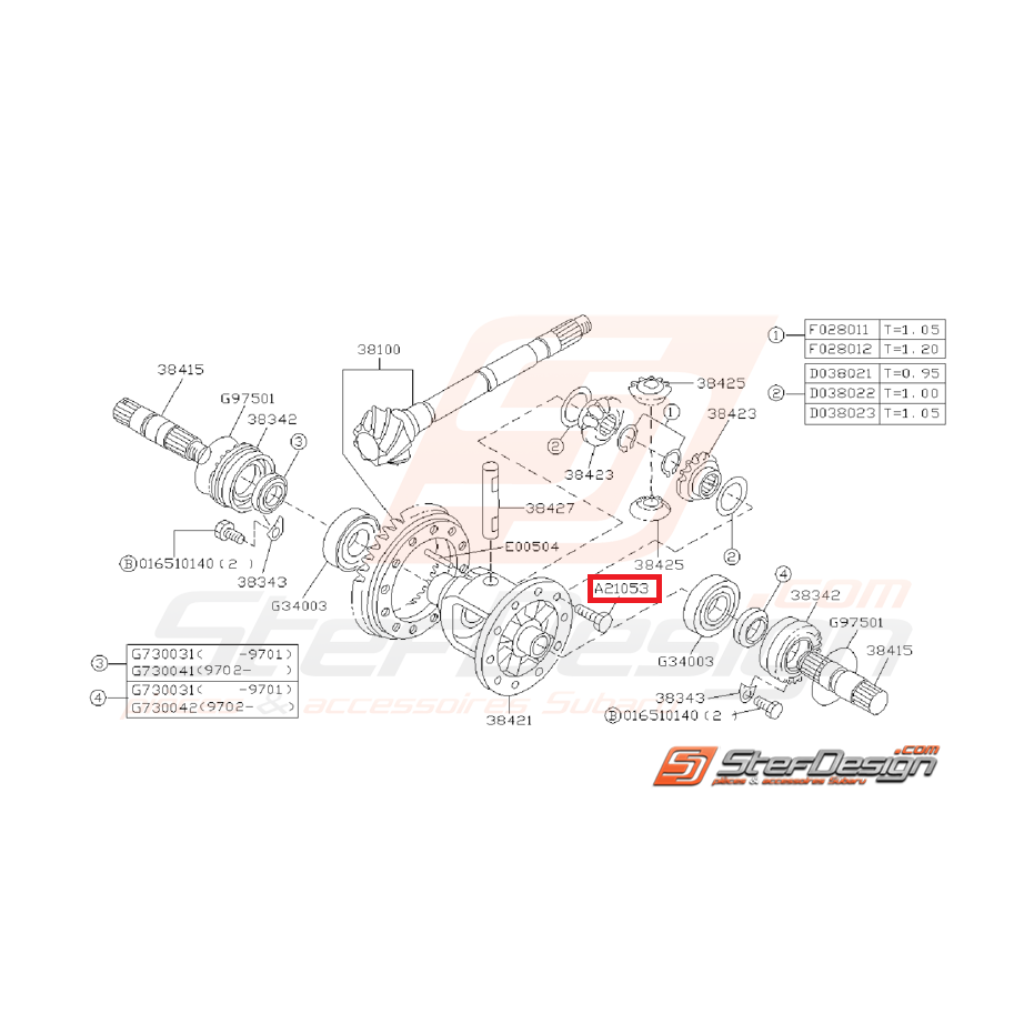 Vis Carter de Différentiel Origine Subaru GT 1993 - 1996