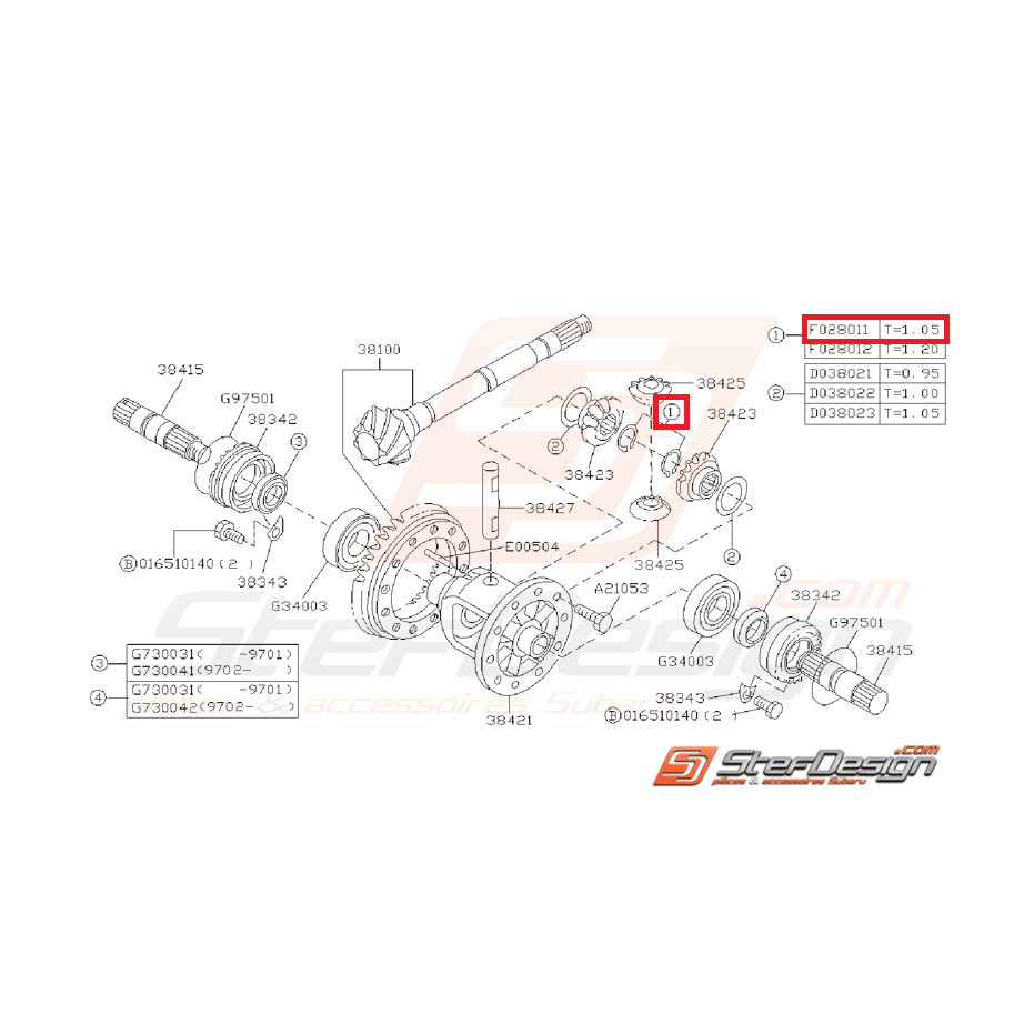 Anneau Élastique de Différentiel Origine Subaru GT 1993 - 1996