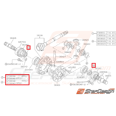 Joint spy de cardan avant SUBARU GT 94-96 et côté droit LEGACY 2.5L 2002