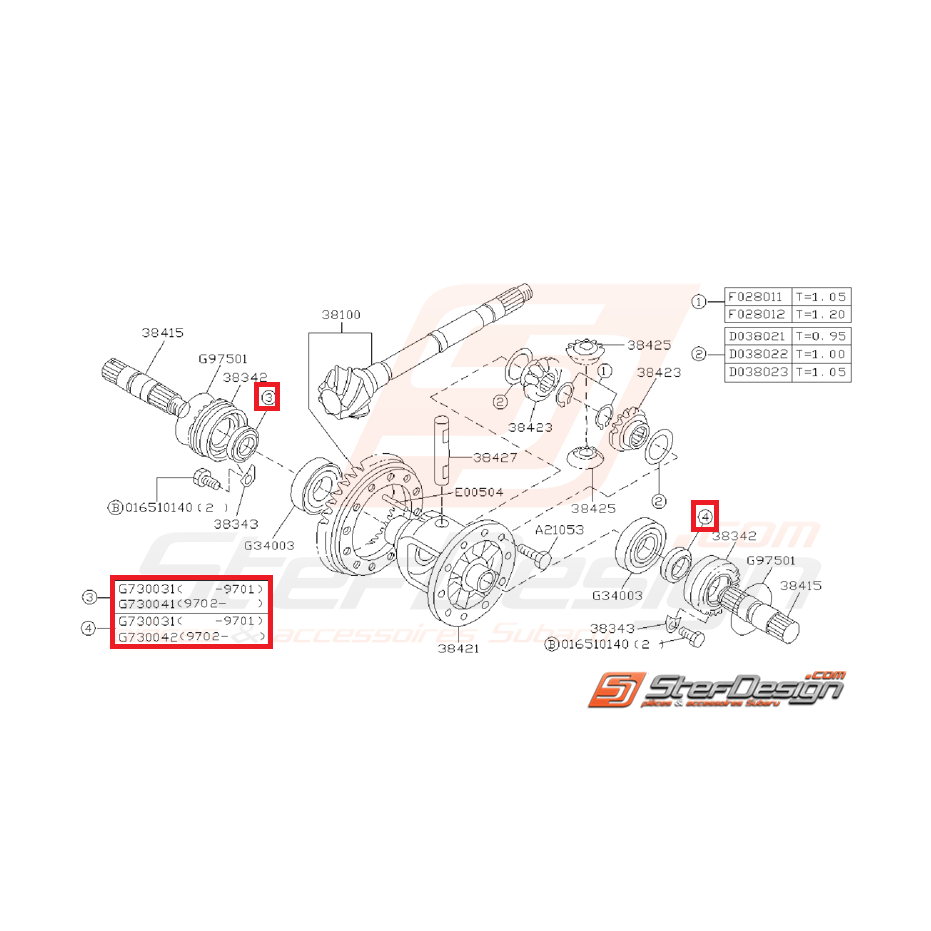 Joint spy de cardan avant SUBARU GT 94-96 et côté droit LEGACY 2.5L 2002