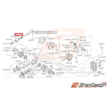 Entretoise Ensemble Différentiel Arrière Origine Subaru GT 93-00 WRX 01-07