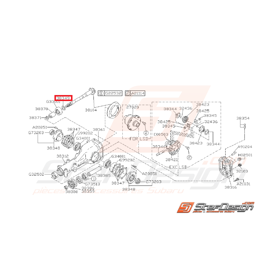 Entretoise Ensemble Différentiel Arrière Origine Subaru GT 93-00 WRX 01-07