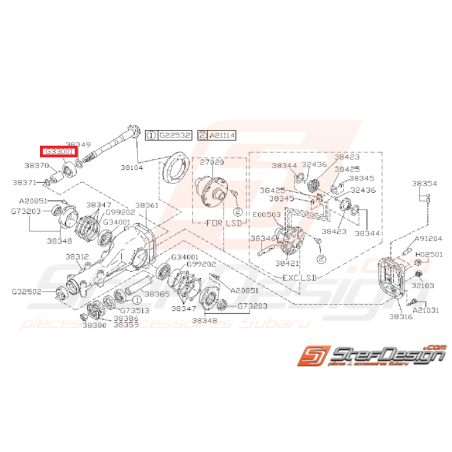 Roulement d'arbre de pont arrière subaru GT 93-00