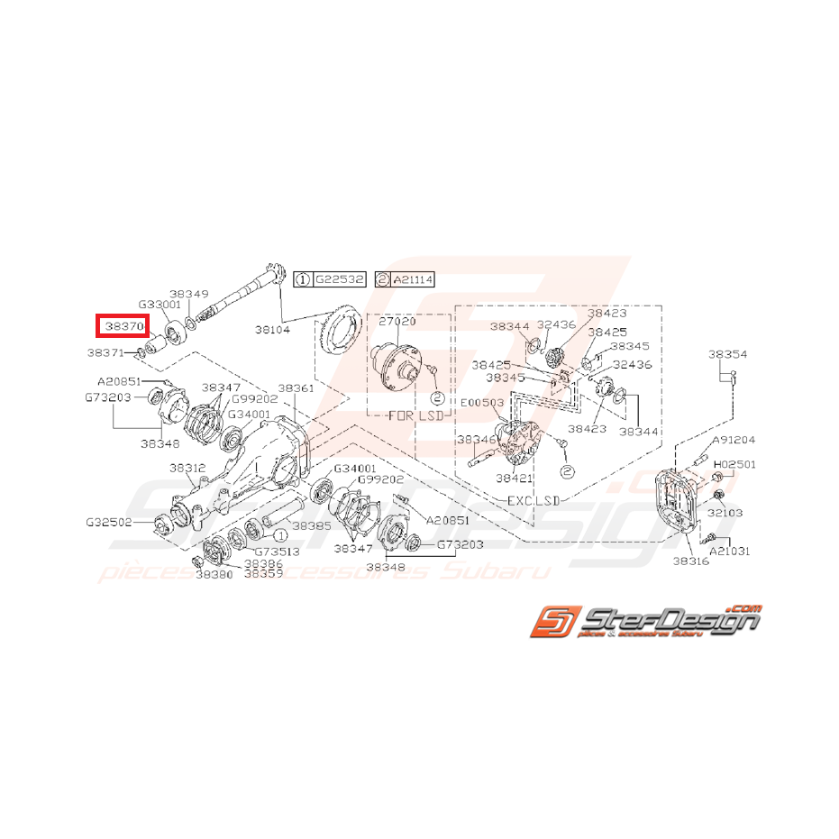 Collier pour Ensemble de Différentiel Arrière Origine Subaru GT 1993 - 1996