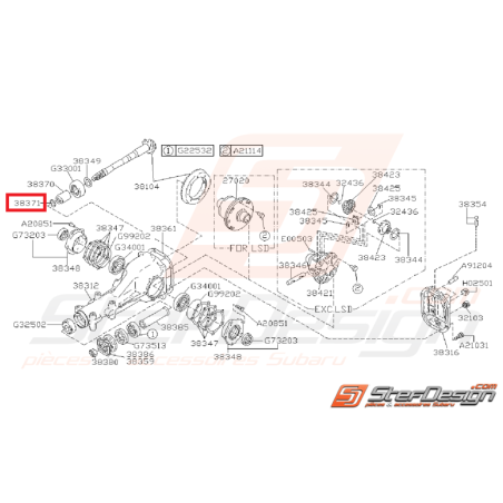 Entretoise Ensemble Différentiel Arrière Origine Subaru GT 1993 - 1996