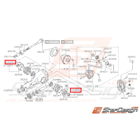 Vis de fixation de roulement de différentiel arrière  WRX 01-07 STI 03-07 