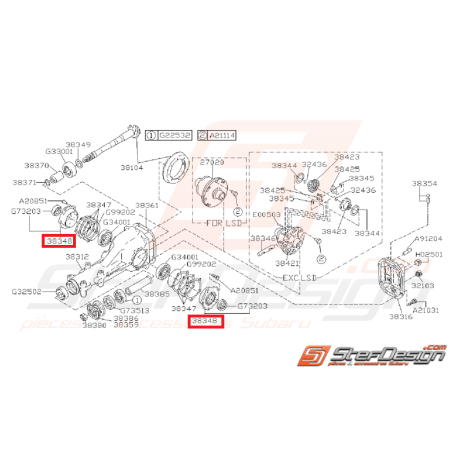 Fixation de roulement de différentiel arrière WRX/STI 01-07