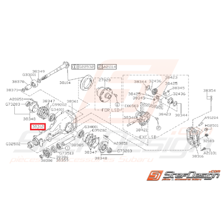 Carter de Pont Arrière Origine Subaru GT 1993 - 1996