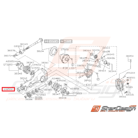 Roulement a rouleaux de différentiel arrière GT 93-00 WRX/STI 01-07