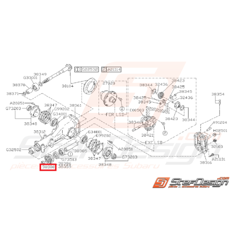 Ecrou de vérrouilage de pont subaru GT 93-00