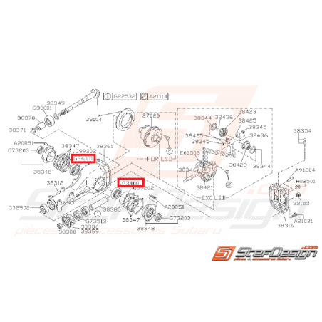 Roulement a rouleaux de pont  GT 93-00 WRX/STI 01-14