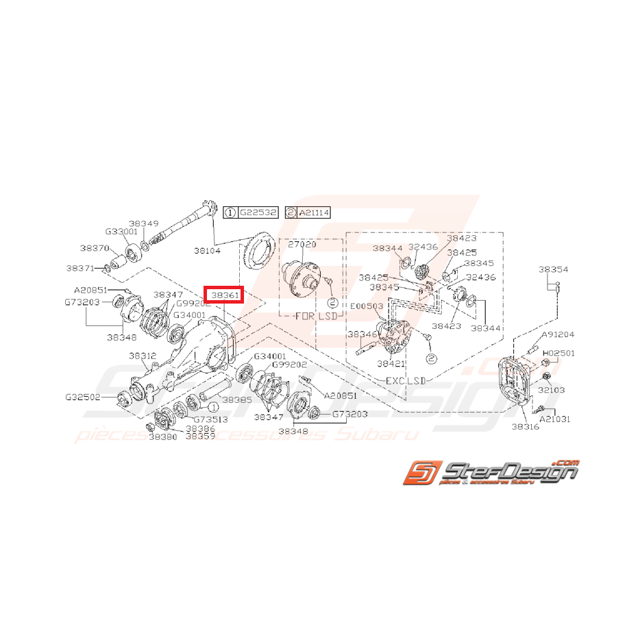 Joint carter de pont subaru GT 93-00 WRX 01-10 Joint carter de pont subaru GT 93-00 WRX 01-10