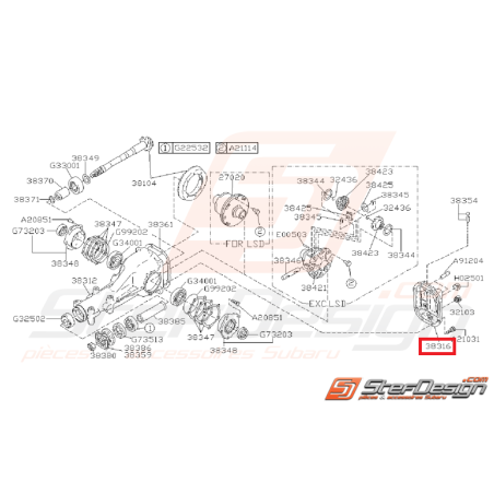 Couvercle de différentiel SUBARU GT 93 - 00 et WRX 01-07