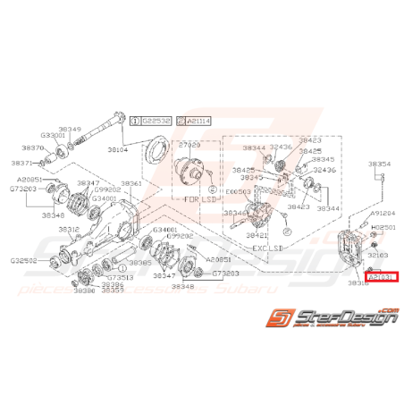 Vis de fixation de couvercle de pont arrière SUBARU WRX/STI 01-07