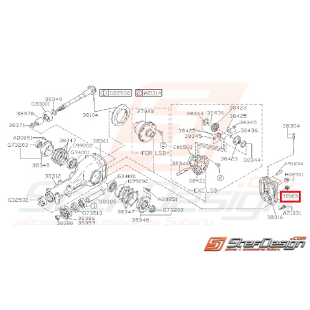 Bouchon de vidange de pont arrière GT 93-00 WRX/STI 01-07