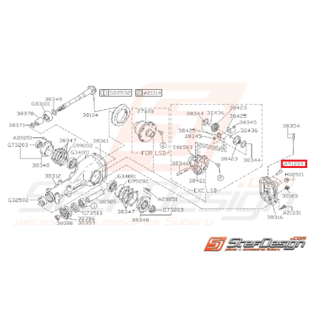 Goujon de fixation de différentiel arrière GT 93-00 