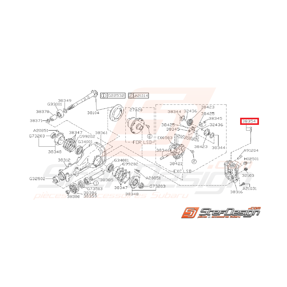 Bouchon reniflard de pont SUBARU GT 93-00 WRX/STI 01-14