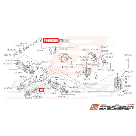 Roulement de pont arrière subaru GT 97-00 WRX/STI 01-05