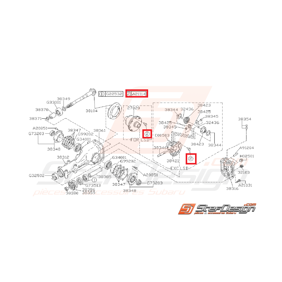 Vis Différentiel Arrière Origine Subaru WRX 2001 - 2007
