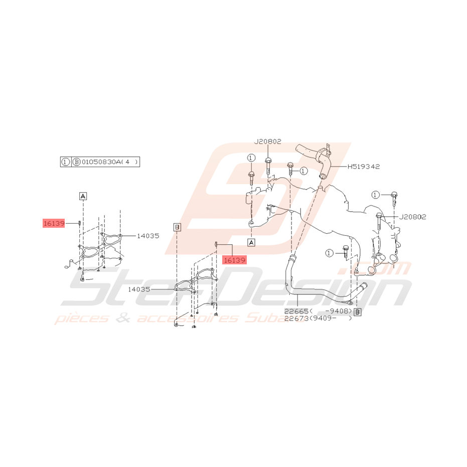 Collier de Collecteur d'Admission Origine Subaru GT 1994 - 1996 Collier de Collecteur d'Admission Origine Subaru GT 1994 - 1996