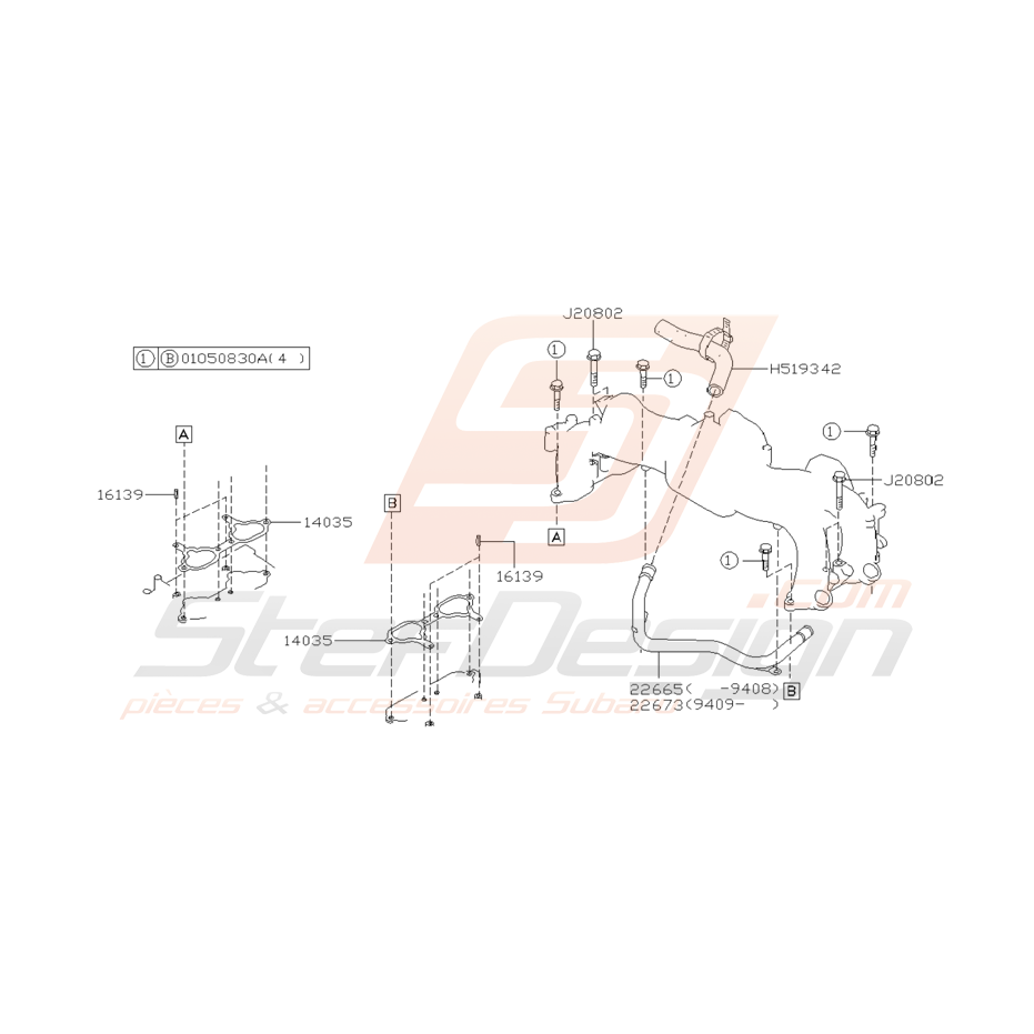 Ensemble Collecteur d'admission Subaru GT 1994 - 1996