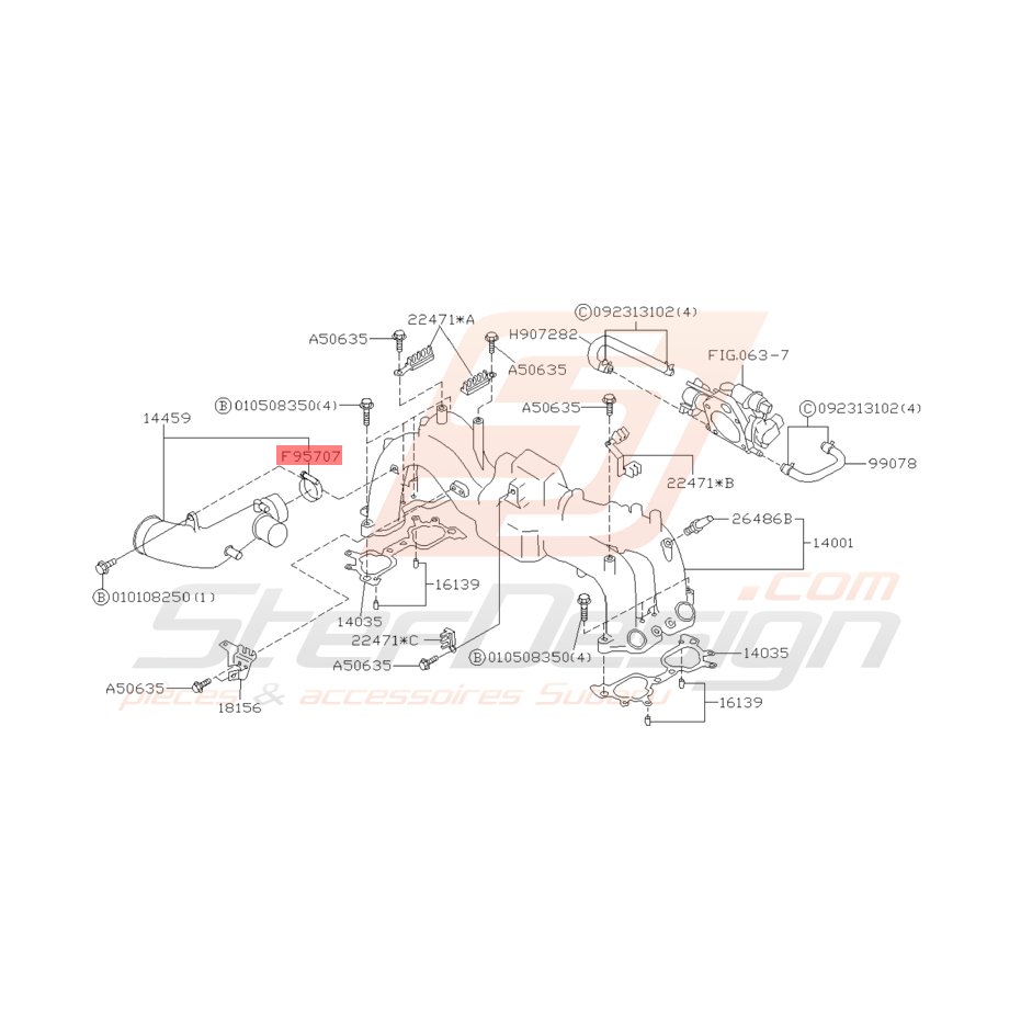 Collier Collecteur d'Admission Origine Subaru Impreza GT 1999 - 2000 Collier Collecteur d'Admission Origine Subaru Impreza GT 1999 - 2000