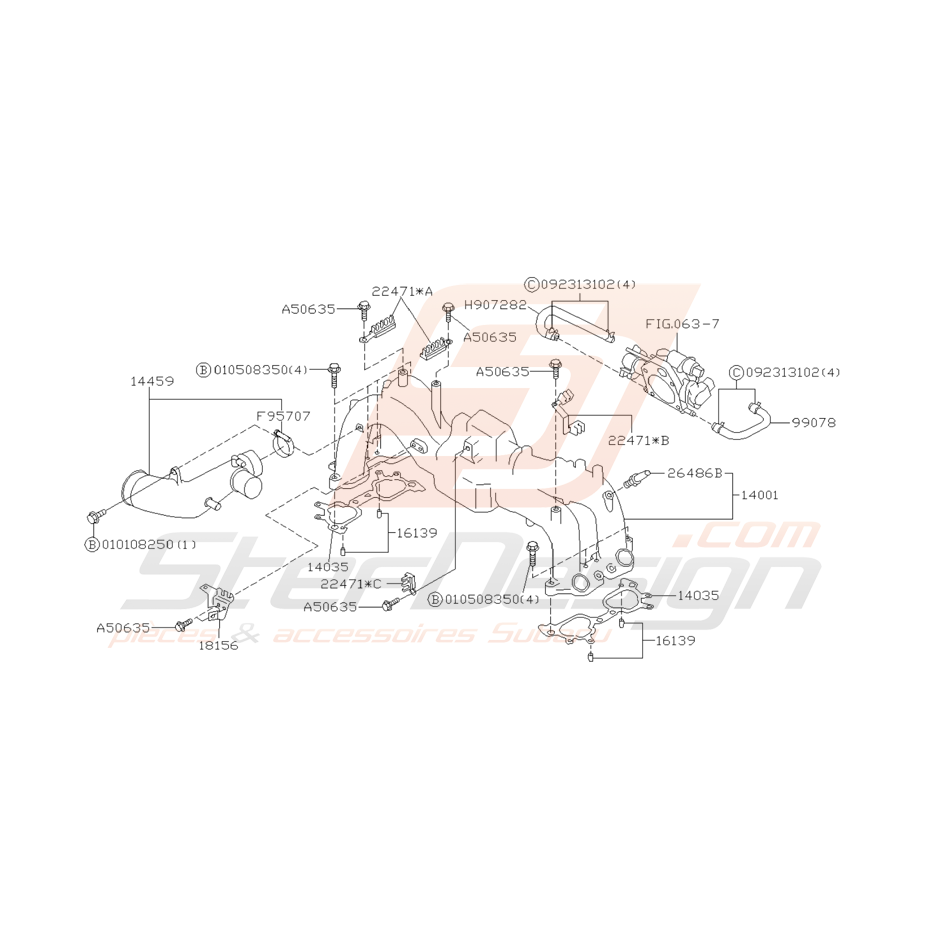 Ensemble Collecteur d'Admission Subaru GT 1999 - 2000 Ensemble Collecteur d'Admission Subaru GT 1999 - 2000