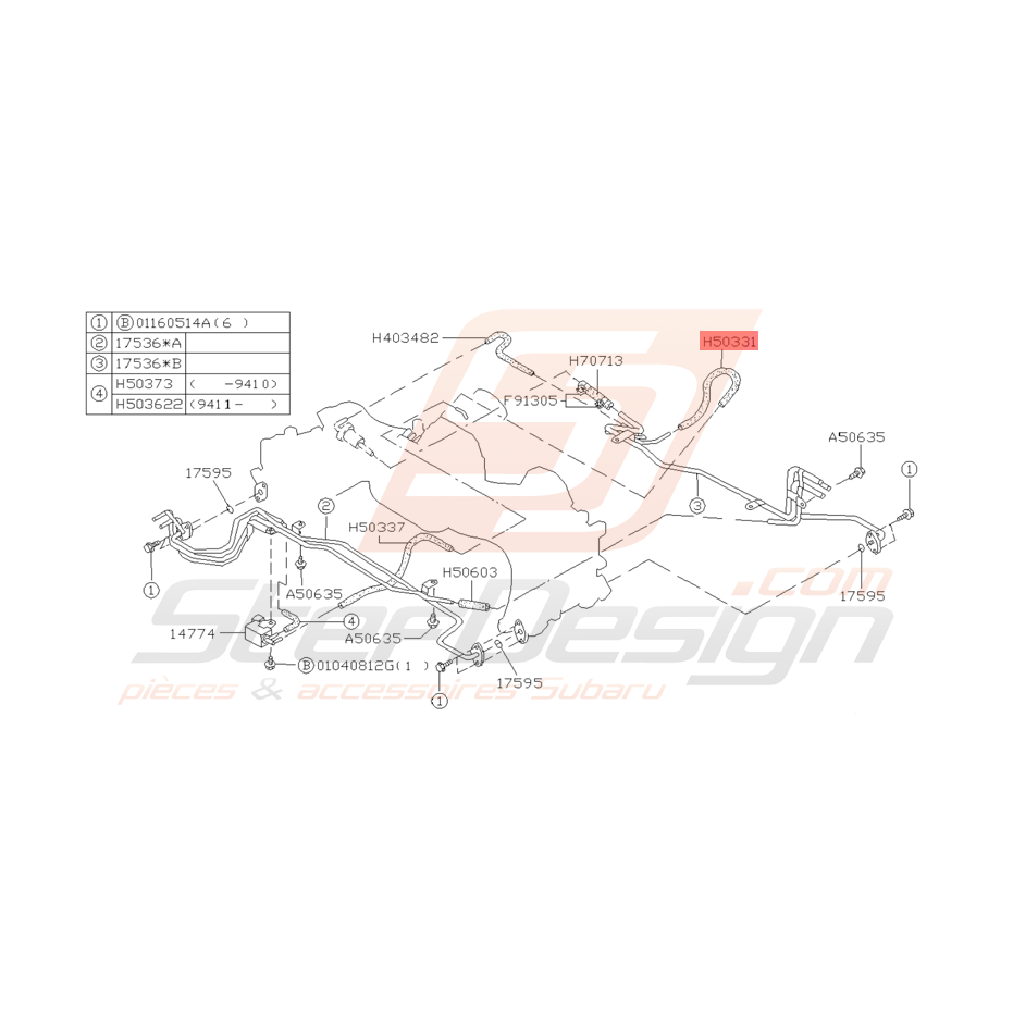 Tuyau Essence Origine Subaru GT 1994 - 1996