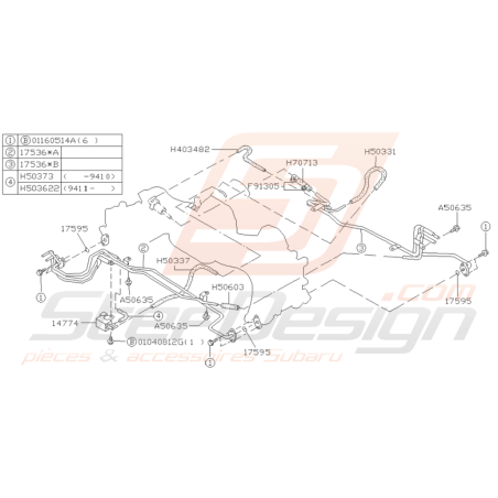 Ensemble Tuyauterie d'Essence Subaru GT 1994 - 1996