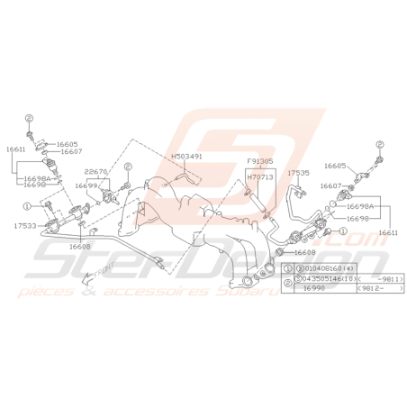 Ensemble Injecteurs d'Essence Origine Subaru GT 1999 - 2000