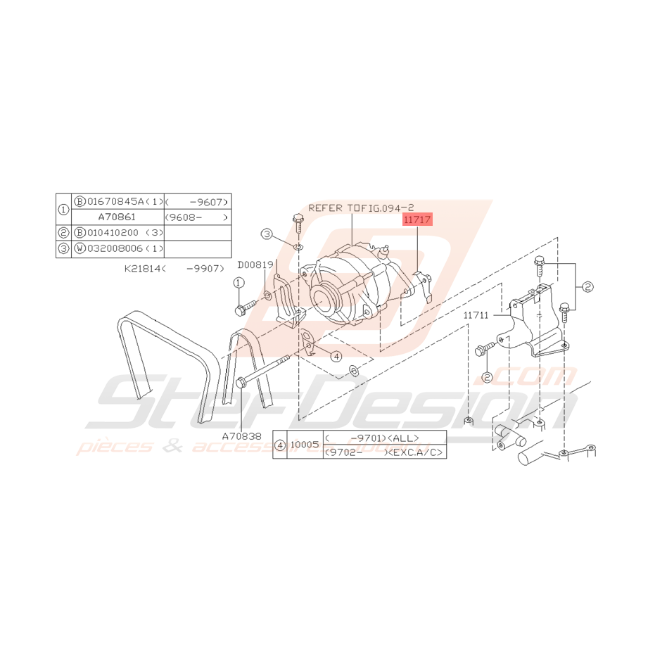 Support d'Alternateur Origine Subaru GT 93- 00 WRX/STI 01-07