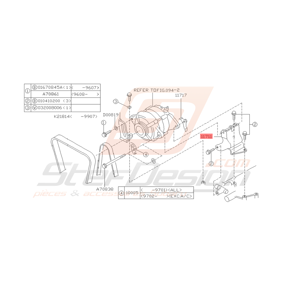 Support d'Alternateur Origine Subaru GT 1993 - 2000
