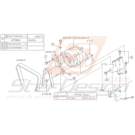 Ensemble Alternateur Origine Subaru GT 1993 - 2000