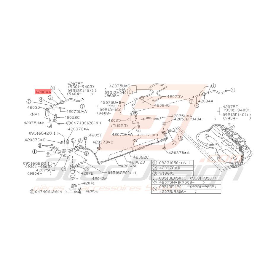 Soupape 2 voies Origine Subaru Impreza GT 1993 - 1998