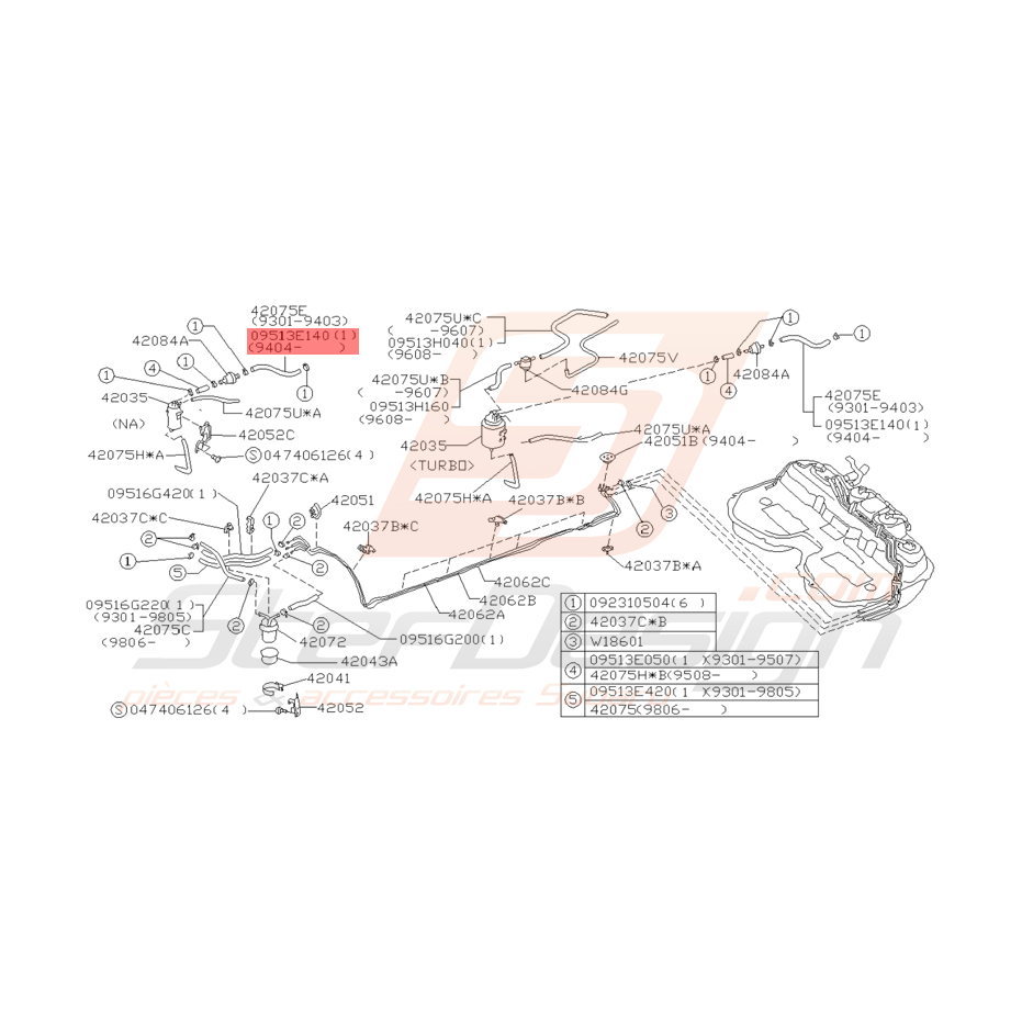 Durite d'Essence Origine Subaru GT 1994 - 1998