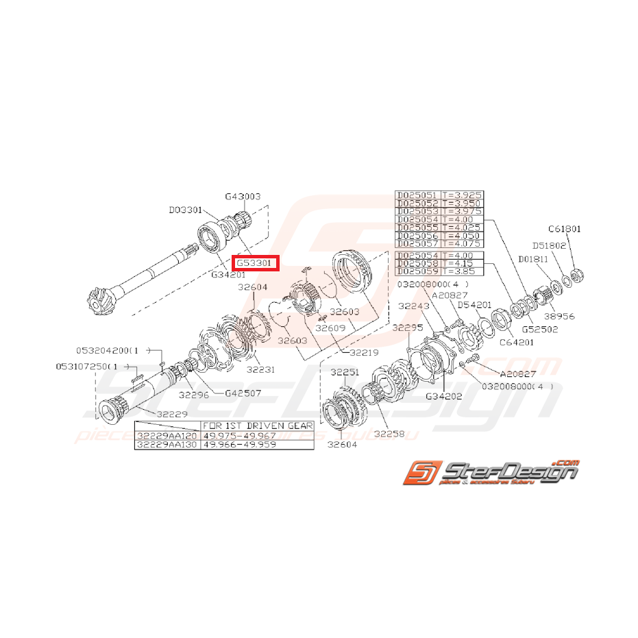 Roulement de butée arbre secondaire impreza 2.0l R Roulement de butée arbre secondaire impreza 2.0l R