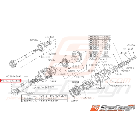 Grosse clavette d'axe arbre secondaire GT 99-00