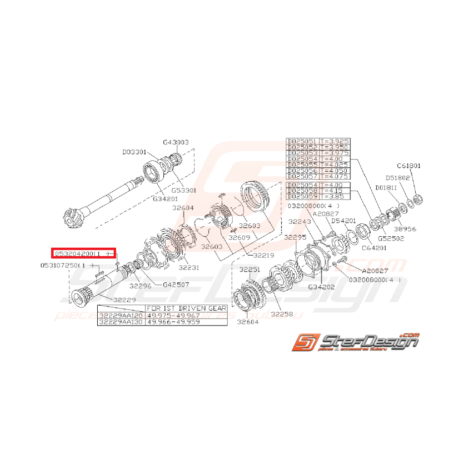 Clavette pour Ensemble Arbre Secondaire Origine Subaru GT 1993 - 1996
