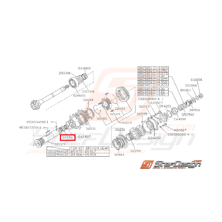Collier Pignon d'Entrainement Arbre Secondaire Origine Subaru GT 93-00 WRX  01-07