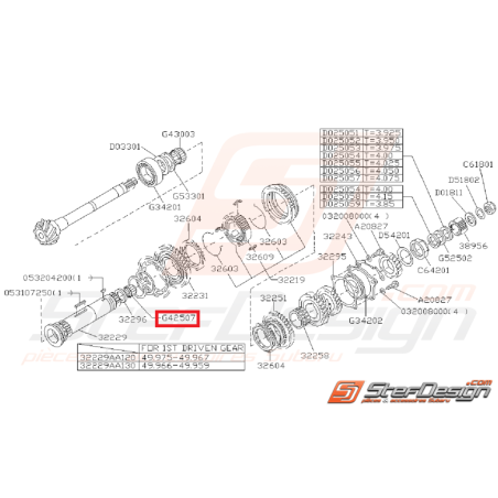 Roulement a aiguille d'arbre secondaire SUBARU GT 94-00